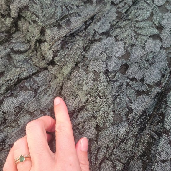 Vintage forest green lace dress with cotton slip - Picture 3 of 9